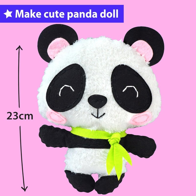 KRAFUN Panda Animal Sewing Kit for Kids Beginner My First Art & Craft, Includes Panda Doll Stuffed Animal, Instructions & Plush Felt Materials for Embroidery, Age 7 8 9 10 11 12 - Image 3
